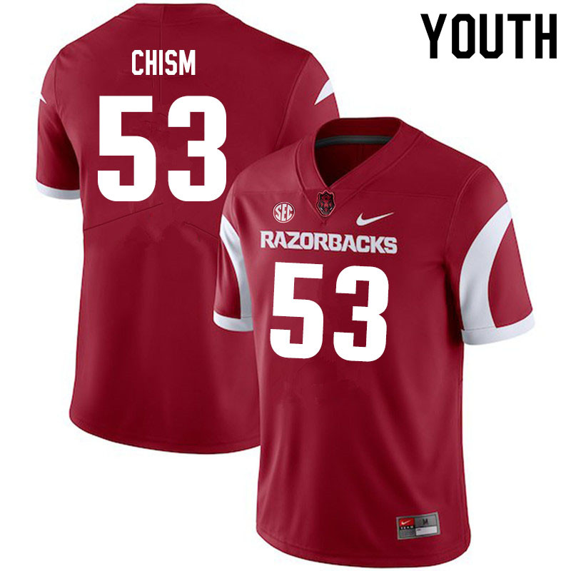 Youth #53 Eli Chism Arkansas Razorbacks College Football Jerseys Sale-Cardinal - Click Image to Close